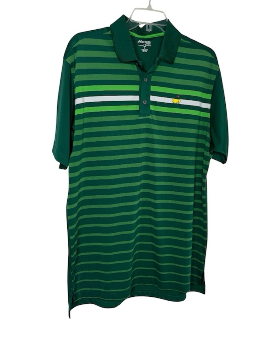 Masters Tech Golf Polo Shirt Green Striped Size L